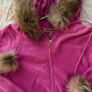 Juicy Couture Vibrant Pink Jacket with Faux Fur Accents